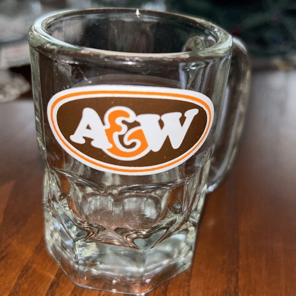 A&W Glass mug shot glass vintage A and W